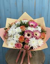 Букет цветов из:  Розы, Герберы и Хризантемы в Бабяково