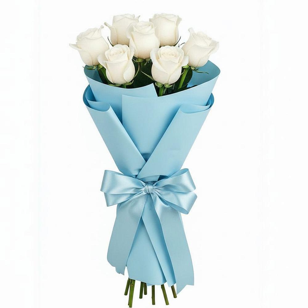 Букет 7 белых роз Проуд в Бабяково