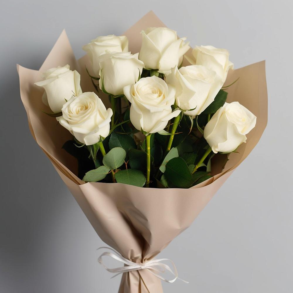 Букет 9 Белых роз Эдлесс Лав в Бабяково