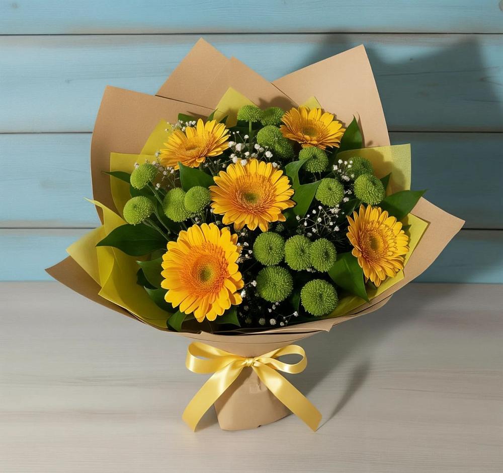 Букет цветов из: Герберы и Хризантемы в Бабяково
