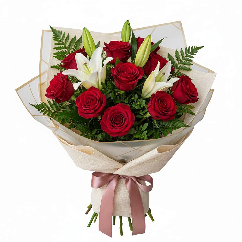 Букет цветов из: Лилии и Розы в Бабяково