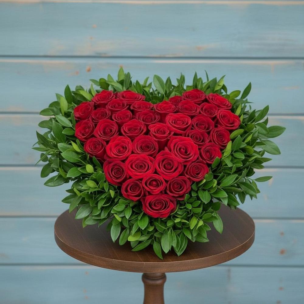 Цветочная композиция из Розы в виде сердца в Бабяково