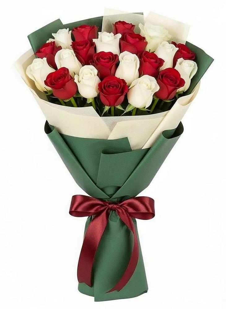 Букет Микс из красных и белых роз в Бабяково