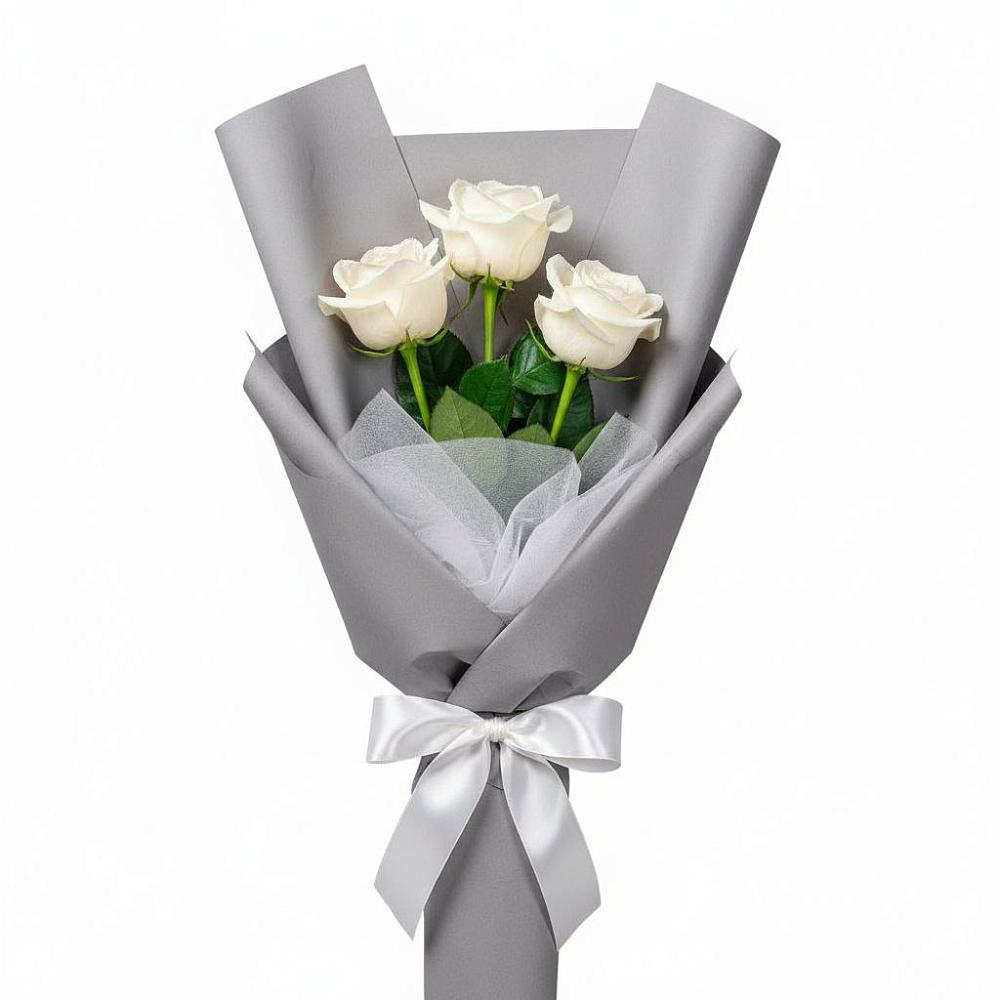 Букет 3 белые розы в Бабяково