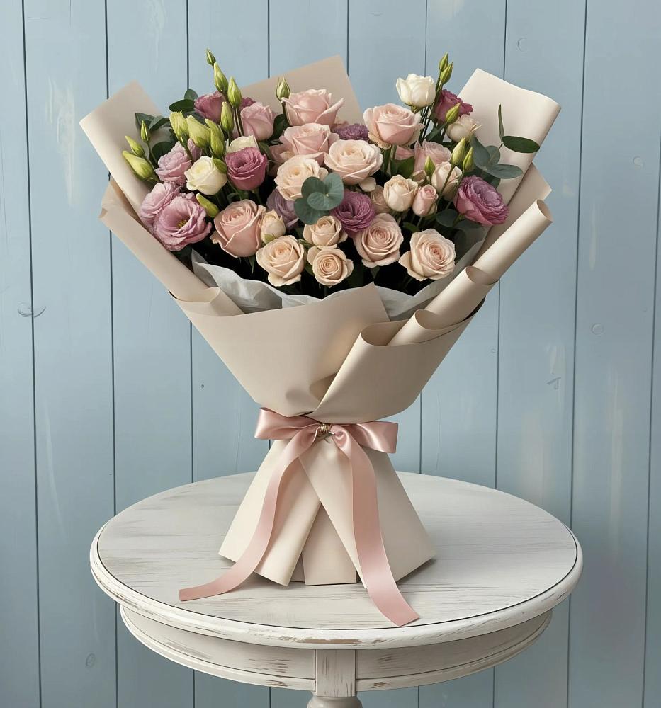 Букет цветов из: Розы и Лизиантусы в Бабяково