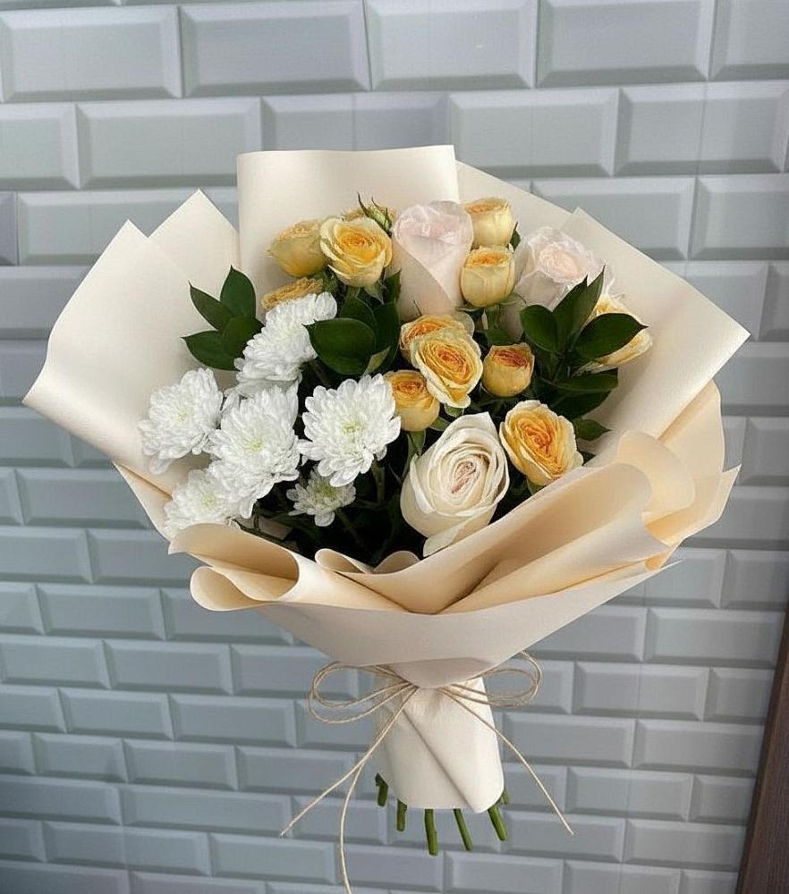 Букет цветов из: Розы и Хризантемы в Бабяково