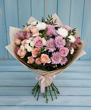 Букет цветов из:  Хризантемы, Розы и Альстромерии в Бабяково