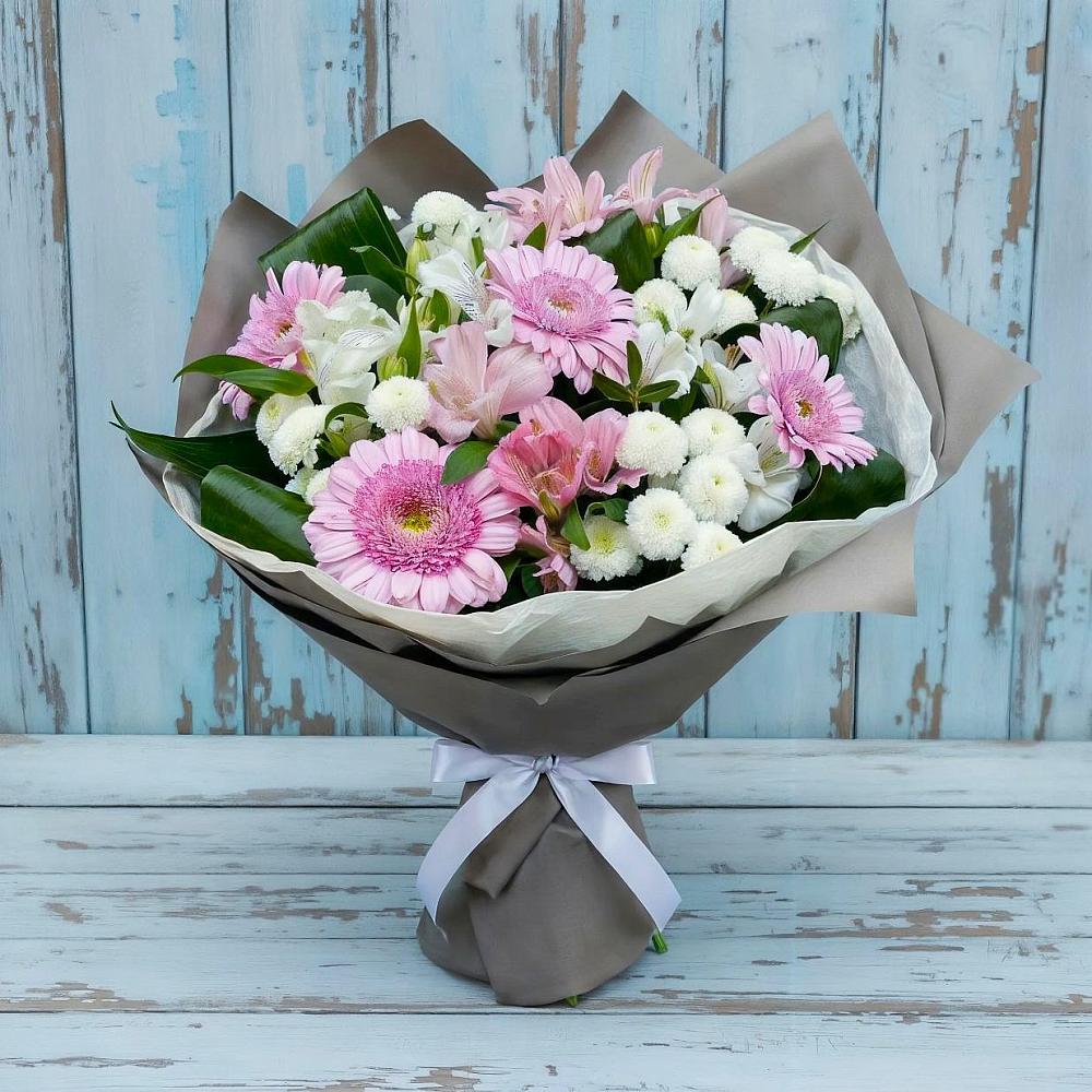 Букет цветов из: Герберы, Альстромерии и Хризантемы в Бабяково
