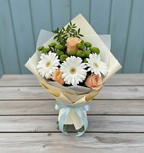 Букет цветов из:  Герберы, Розы и Хризантемы в Бабяково