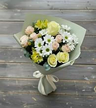 Букет цветов из:  Альстромерии, Розы и Хризантемы в Бабяково