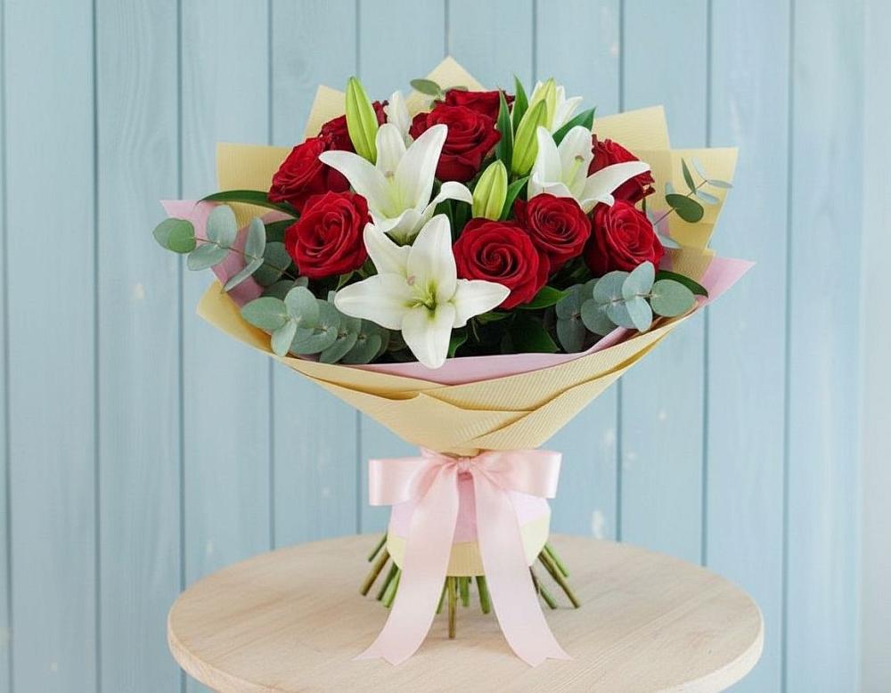 Букет цветов из: Лилии и Розы в Бабяково